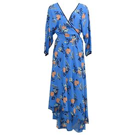 Vestido midi estampado floral Diane von Furstenberg en seda azul