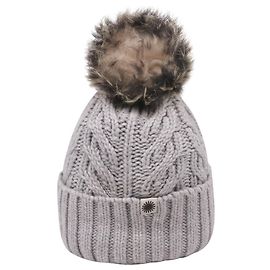 UGG Pom-Pom Strickmütze aus grauer Wolle