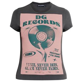 Camiseta de algodón con estampado gris Dolce & Gabbana