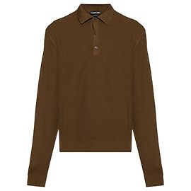 Polo a maniche lunghe Tom Ford in seta marrone