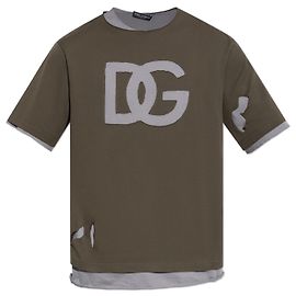 Dolce & Gabbana Doppelschichtiges Baumwoll-T-Shirt Grün