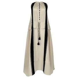 Altuzarra Penelope gestreiftes Crepe-Midikleid aus cremefarbener Viskose