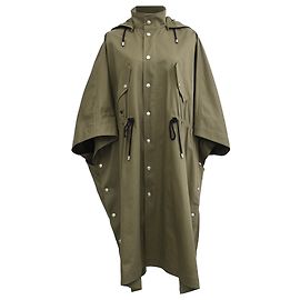 Christian Dior langer militärischer Cape-Mantel mit Kapuze aus olivgrüner Baumwolle