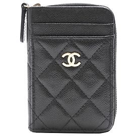 Chanel Zipped Coin Purse in Black Caviar Leather