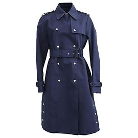Christian Dior Vintage Trenchcoat mit Gürtel aus dunkelblauem Polyester