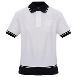 Polo Dolce & Gabbana con logo bianca in cotone