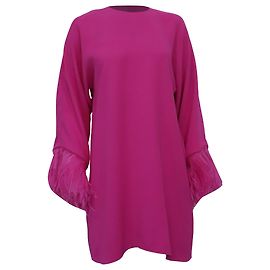 Valentino Garavani Mini-Kleid aus Cady mit Federbesatz in rosa Seide