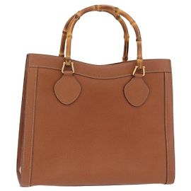 GUCCI Bamboo Tote Bag Leather Beige Gold Tone 002 0260 2615