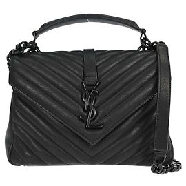 Autre Marque Saint Laurent Classic Monogram College Matelasse Chevron Leather Medium
