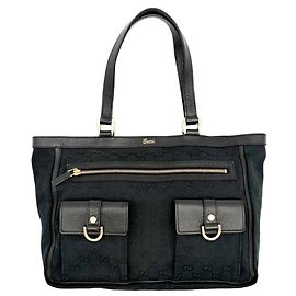 Borsa tote Gucci Abbey nera in tela GG e pelle