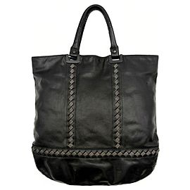 Sac cabas Bottega Veneta pour homme en cuir noir Intrecciato
