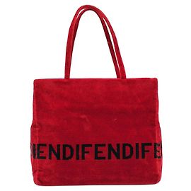 Bolso Tote de Hombro Fendi de Terciopelo Rojo