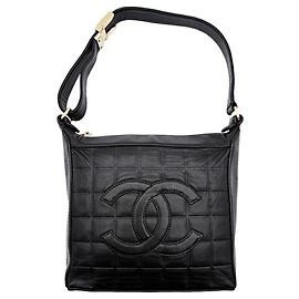 Bolso de hombro Chanel de piel de cordero negra