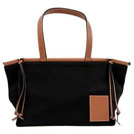 Borsa Tote Loewe in tela e pelle nera