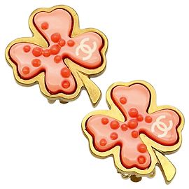 Chanel Clip-On Ohrringe Gold und Rosa