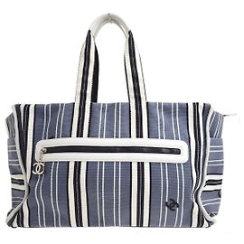 Chanel Vintage Pocket Striped Canvas Large