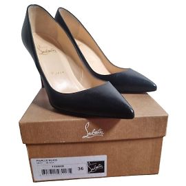 Christian Louboutin Pigalle 85 Kid Black Leather Pumps