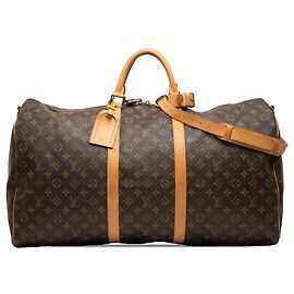 Borsa da viaggio Louis Vuitton Monogram Keepall Bandouliere 60 Marrone
