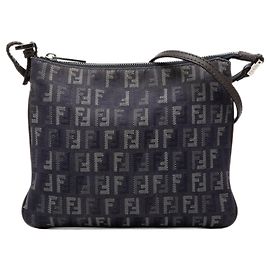 Borsa crossbody Fendi Zucchino in denim blu