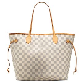 Saco Tote Louis Vuitton Neverfull MM Damier Azur Branco