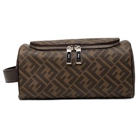 Necessaire Fendi FF 1974 in tela rivestita marrone
