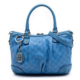 Borsa Satchel Gucci Guccissima Sukey Blu