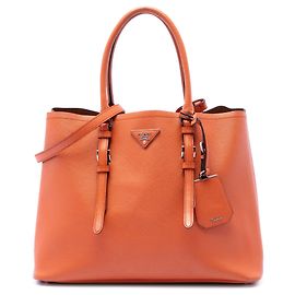 Borsa Prada Medium Saffiano Cuir con Doppio Manico Arancione