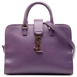 Autre Marque Borsa Cabas Satchel Monogram in pelle Baby Saint Laurent Viola