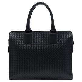 Mala de negócios Bottega Veneta em nappa intrecciato preta