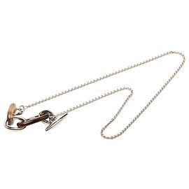 Collana con pendente Maillon in corno di bufalo e placcato palladio argentato Hermès