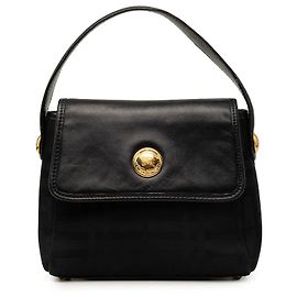 Borsa Burberry in nylon e pelle nera con motivo check tonale