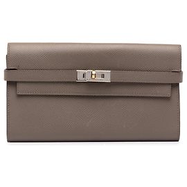 Brown Hermès Epsom Kelly Long Wallet