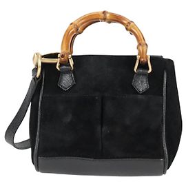 Gucci Vintage Bamboo Front Pocket Suede Mini