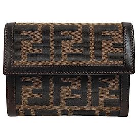 Portafoglio compatto Fendi Trifold Flap Zucca Canvas