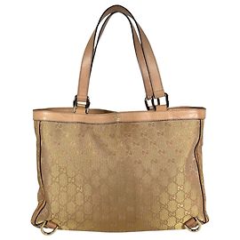 Gucci Abbey Tote Bag GG Canvas Beige Gold