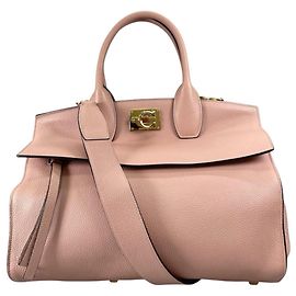 Borsa a tracolla in pelle rosa beige Salvatore Ferragamo