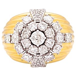 Autre Marque Godrons-Ring, Gelbgold und Diamanten.