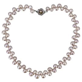 Autre Marque Collana di perle d'acqua dolce Vintage Pink Rose 8mm con chiusura floreale 42,5cm