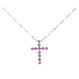 Autre Marque Collana in oro bianco Au750 con zaffiro e diamante
