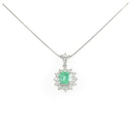 Autre Marque Pt900 Pt850 Smaragd Diamant Halskette