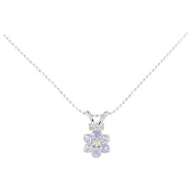 Autre Marque Collana Au750 con fiore e pietra colorata