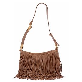 Balmain Sac Ebène à franges en cuir