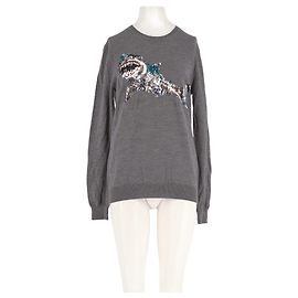 Camisola de lã cinzenta Markus Lupfer com design de tubarão em lantejoulas