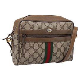 GUCCI GG Supreme Web Sherry Line Shoulder Bag PVC Beige 111 02 004