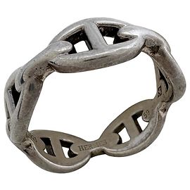 Hermès Anillo Hermes Silver Band Ring Chaine d'Ancre Enchainée PM