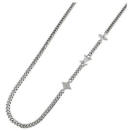 Collana in metallo argentato Louis Vuitton Monogram Raw Flower