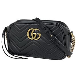 Gucci GG Marmont Double G Schultertasche aus Leder