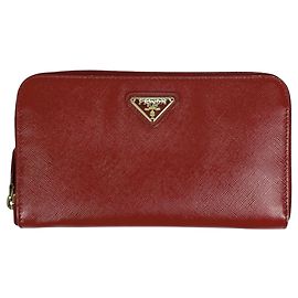 Portafoglio lungo Prada in pelle Saffiano rosso