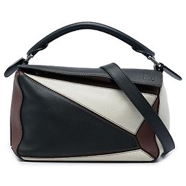 LOEWE Bolsa Puzzle Small em pele de vitelo tricolor preta