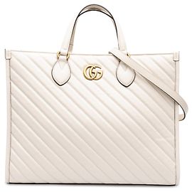 Borsa Shopping Gucci White Medium GG Marmont Matelasse in pelle di vitello diagonale